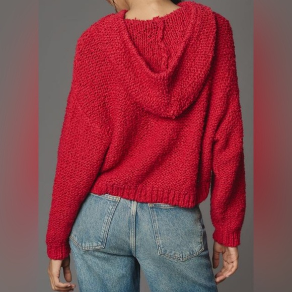 Anthro Pilcro | Sailcloth Hoodie | Heavy Knit | Deep Red | Women’s L - Picture 2 of 6